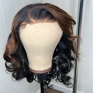 Side part bang loose curly wig